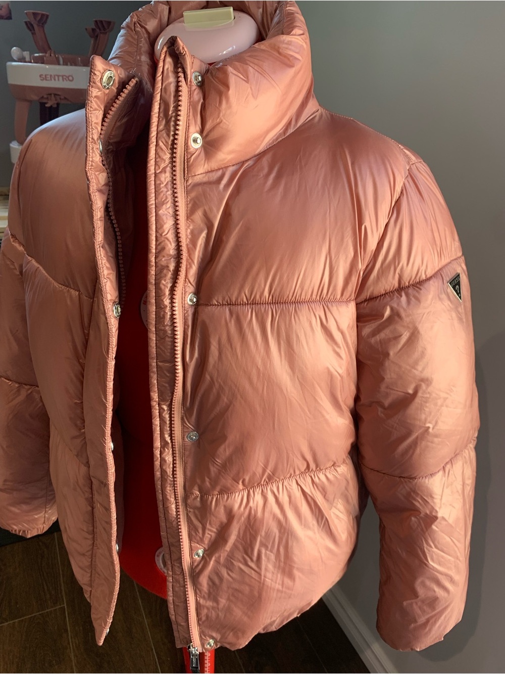 Guess Peach Quilted Puffer Jacket